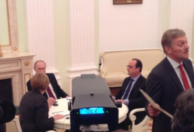 Путин, Олланд и Меркель отправились на ужин после переговоров