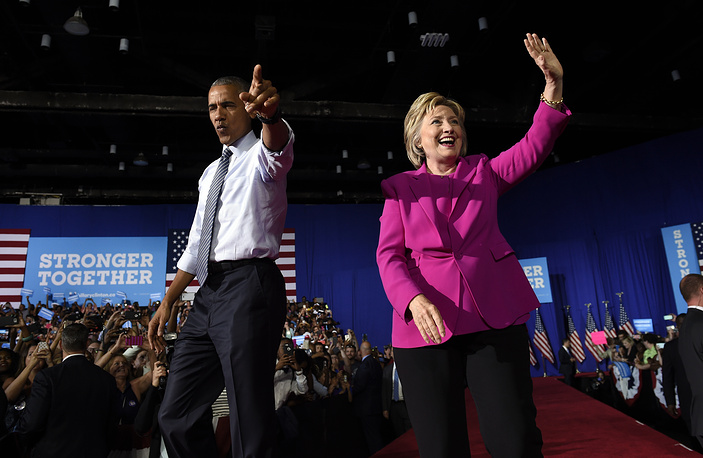 Обама поддержал Клинтон на предвыборном митинге