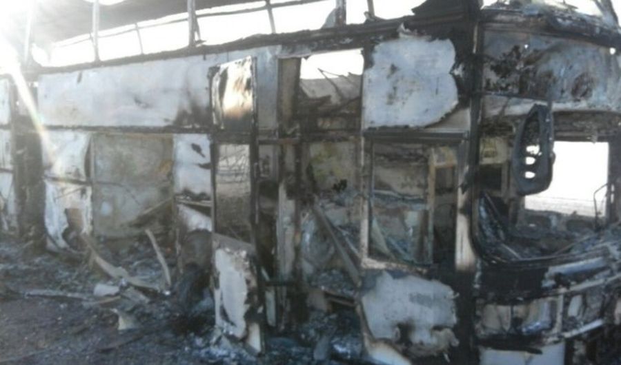 Появились кадры горящего автобуса в Казахстане