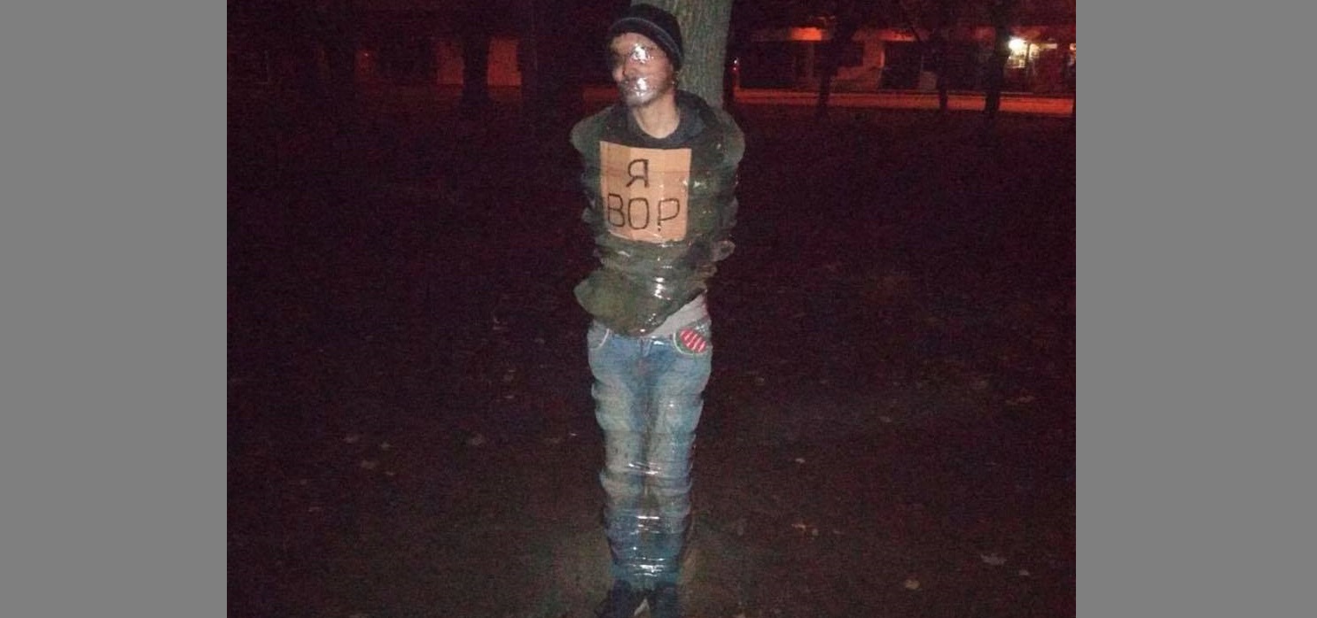 Полиция Харькова прокомментировала ситуацию с привязанным к дереву мужчиной