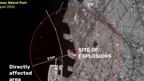Последствия взрыва в Бейруте показали со спутника (фото)