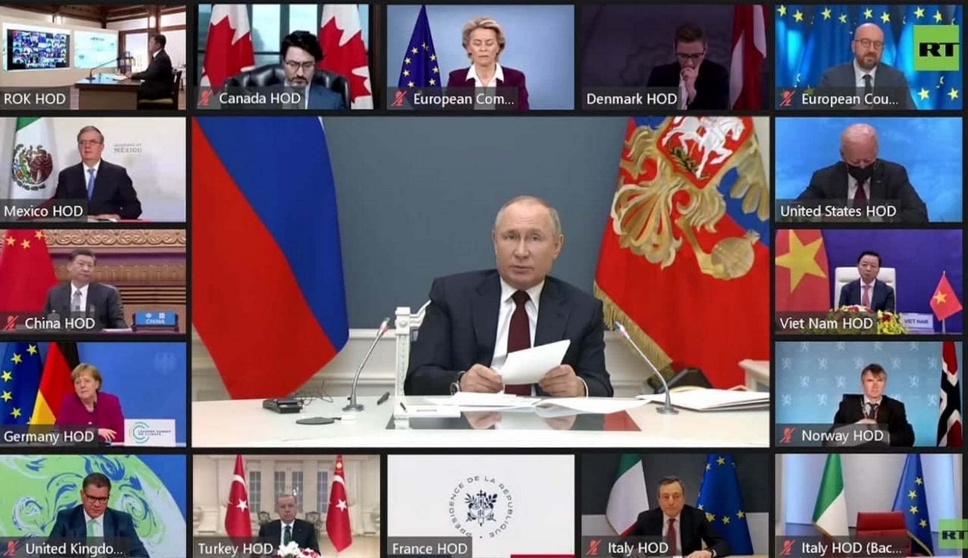 Макрона отключили во время саммита ради выступления Путина (видео)