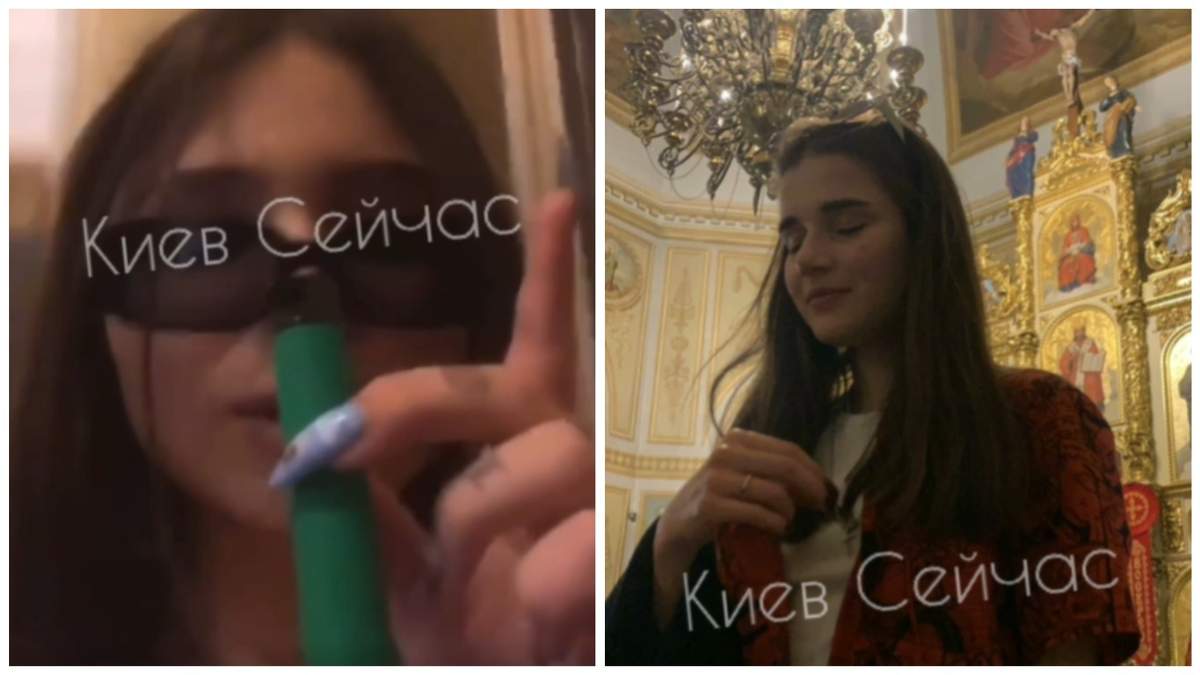 На Пасху в Киеве девушки курили и задували свечи в храме (видео)