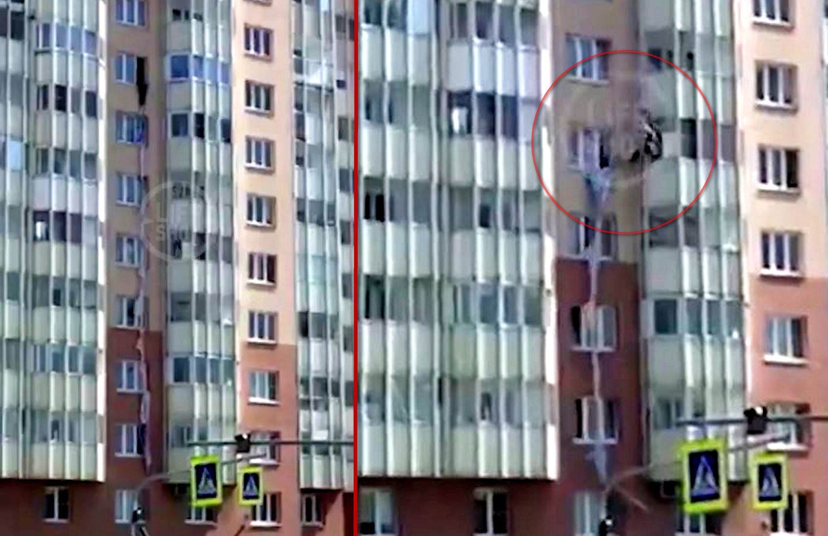 Женщина разбилась, когда спускалась по простыням с 9-го этажа (видео)