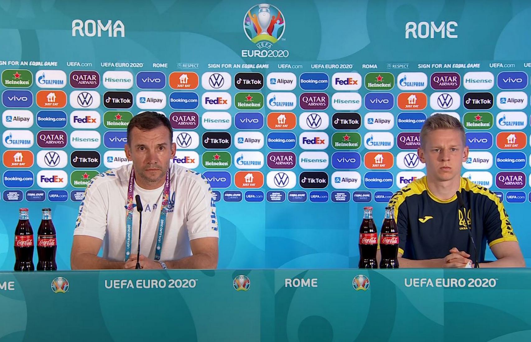 Перед матчем Украина — Англия Шевченко и Зинченко провели пресс-конференцию на русском языке (видео)