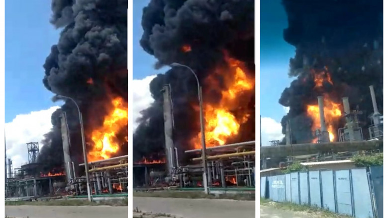 Момент взрыва на крупнейшем в Румынии нефтеперерабатывающем заводе попал на видео